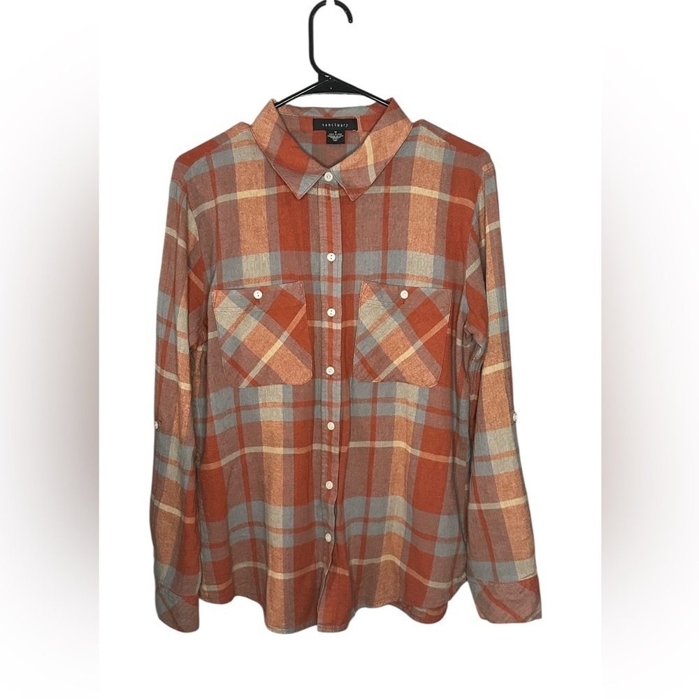 Sanctuary Plaid Buttondown Shirt Size Medium